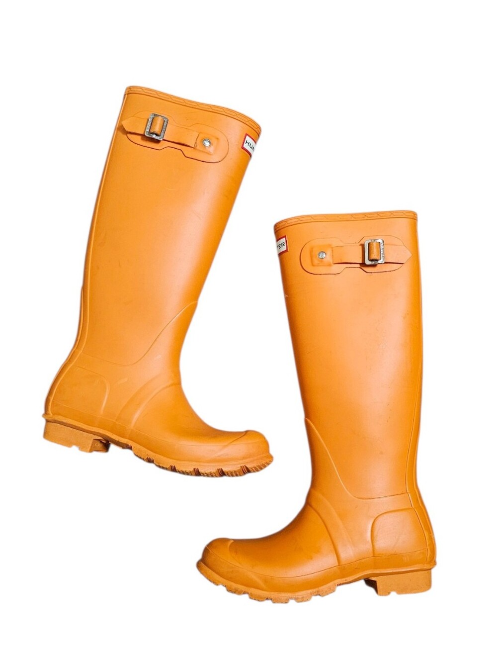 Hunter Bright Orange Knee-High Tall Rain Boots Size 6